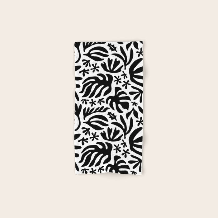 Black and white tropical summer nature pattern Bath Towel Gallery Image 1