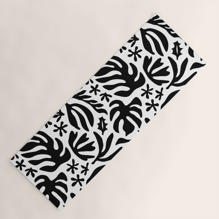 Black and white tropical summer nature pattern Yoga Mat Gallery Image 1