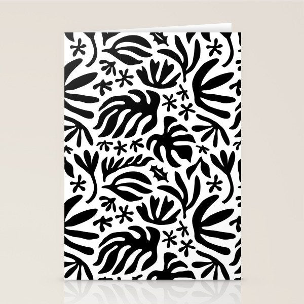 Black and white tropical summer nature pattern Stationery Card Gallery Image 2