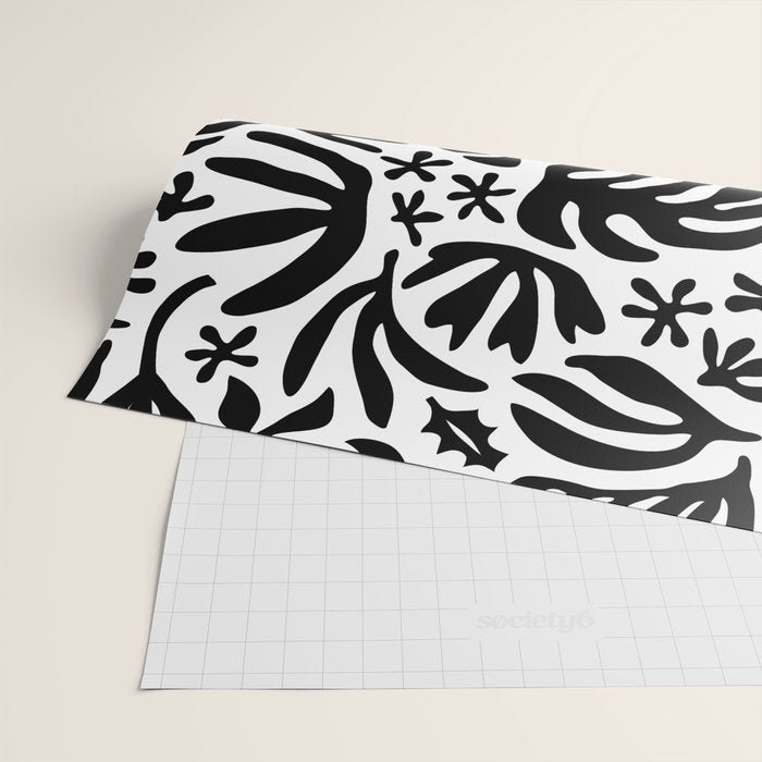Black and white tropical summer nature pattern Wrapping Paper Gallery Image 2