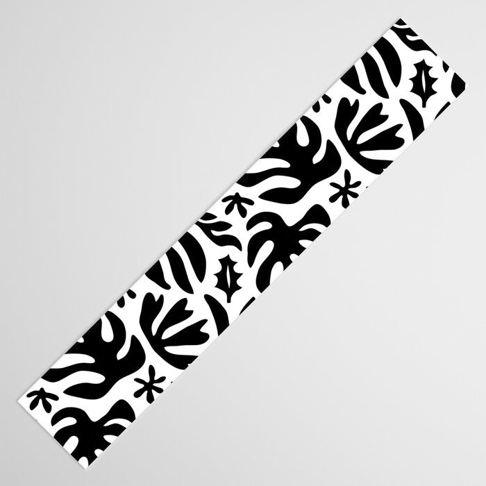 Black and white tropical summer nature pattern Table Runner Gallery Image 3