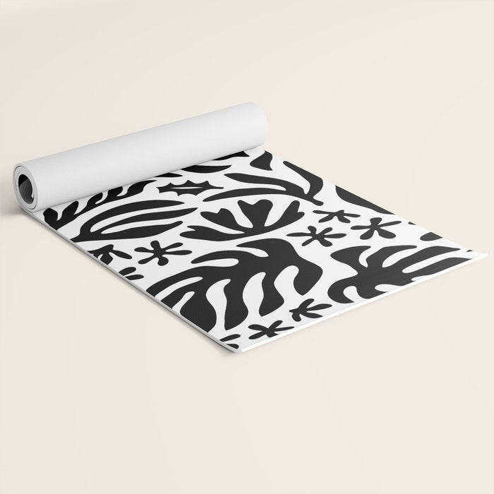 Black and white tropical summer nature pattern Yoga Mat Gallery Image 2