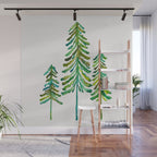 Pine Trees - Green Palette Wall Mural Gallery Image 1