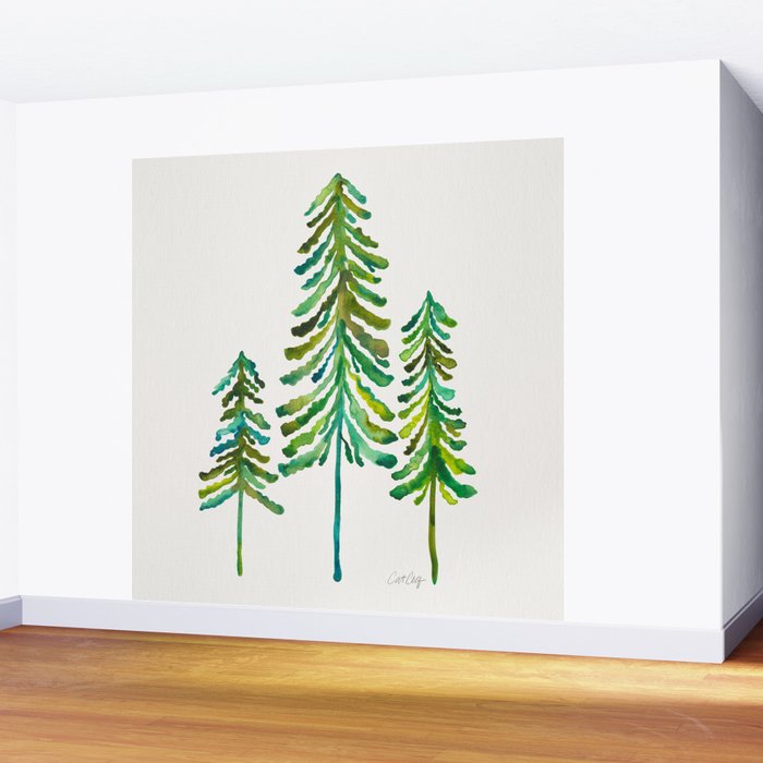 Pine Trees - Green Palette Wall Mural Gallery Image 2