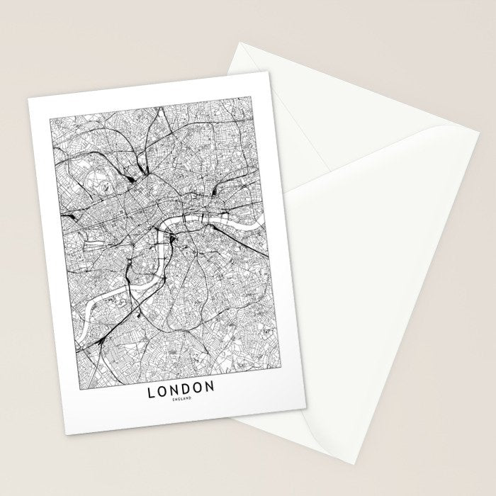 London White Map Stationery Card Gallery Image 2