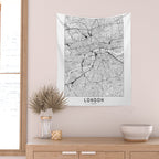 London White Map Wall Tapestry Gallery Image 2