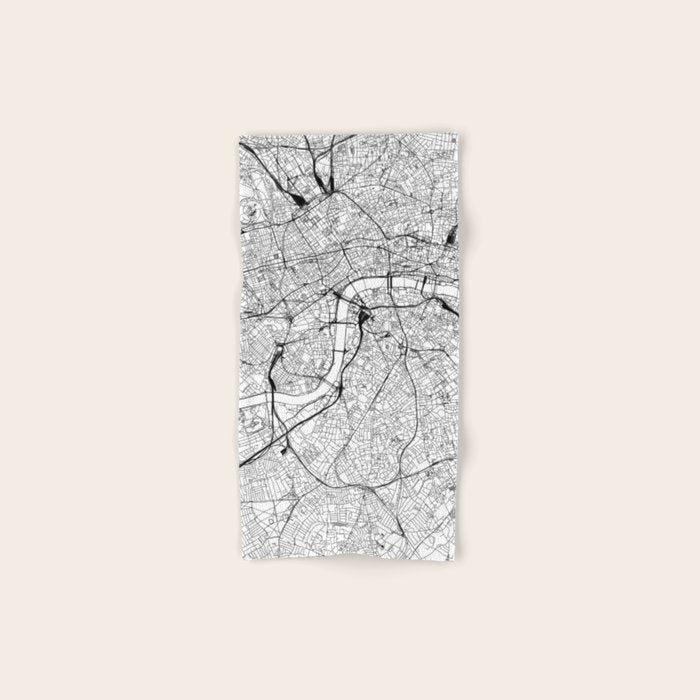London White Map Bath Towel Gallery Image 1