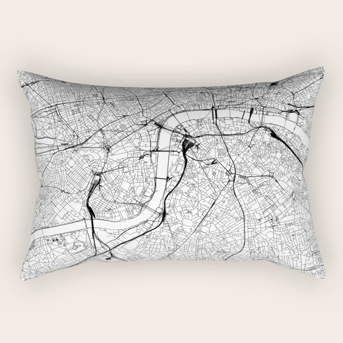 London White Map Rectangular Pillow Gallery Image 2