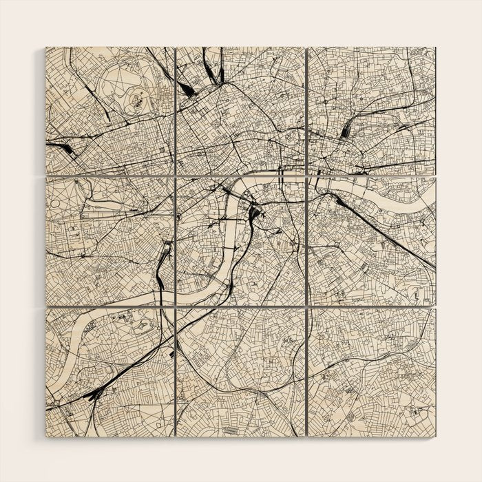 London White Map Wood Wall Art Gallery Image 1