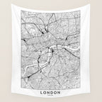 London White Map Wall Tapestry Gallery Image 4