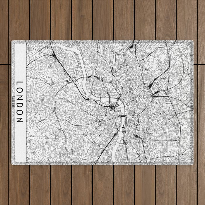 London White Map Outdoor Rug Gallery Image 1