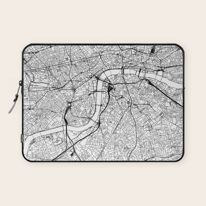 London White Map Laptop Sleeve Gallery Image 1