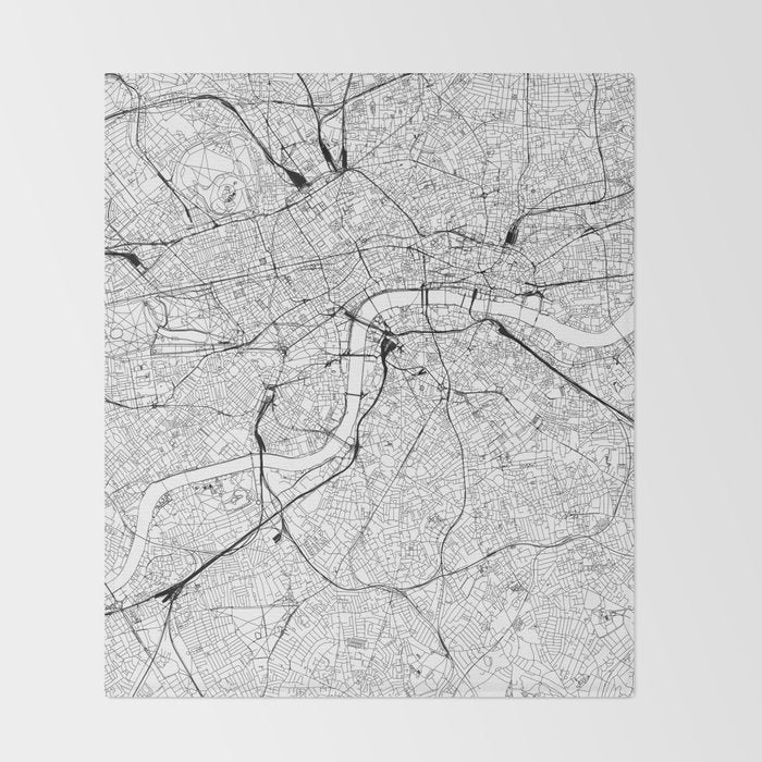 London White Map Throw Blanket Gallery Image 2