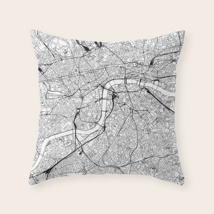 London White Map Throw Pillow Gallery Image 6