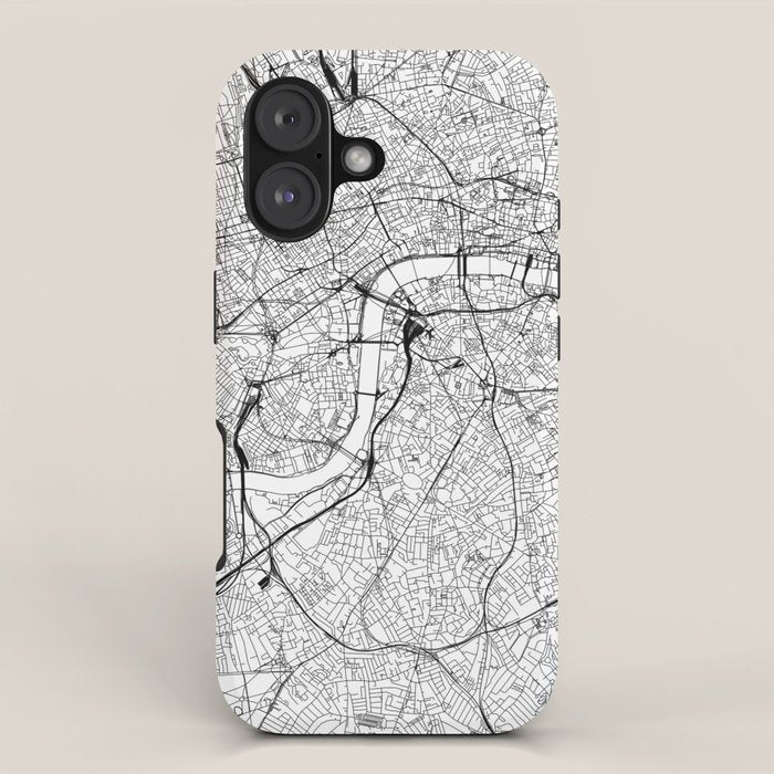 London White Map iPhone Case Gallery Image 1