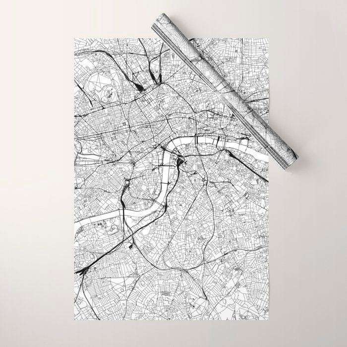 London White Map Wrapping Paper Gallery Image 1