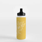 Scandinavian Brushed Gold Floral Ornament | Tropical Line Art Water Bottle Gallery Image 2
