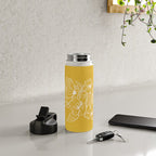 Scandinavian Brushed Gold Floral Ornament | Tropical Line Art Water Bottle Gallery Image 4