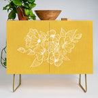 Scandinavian Brushed Gold Floral Ornament | Tropical Line Art Credenza Gallery Image 1