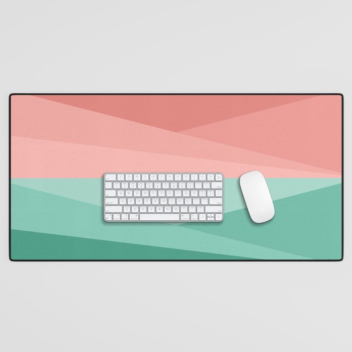 Geometric Triangles VII Pink and Green Desk Mat Gallery Image 1