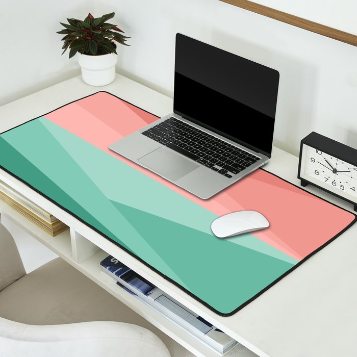 Geometric Triangles VII Pink and Green Desk Mat Gallery Image 2