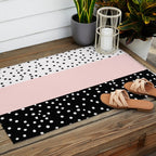 Pink white black watercolor polka dots Outdoor Rug Gallery Image 2