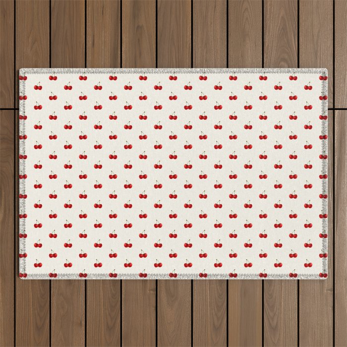 Y2K Cherries - Creme Pattern Miniature Outdoor Rug Gallery Image 1
