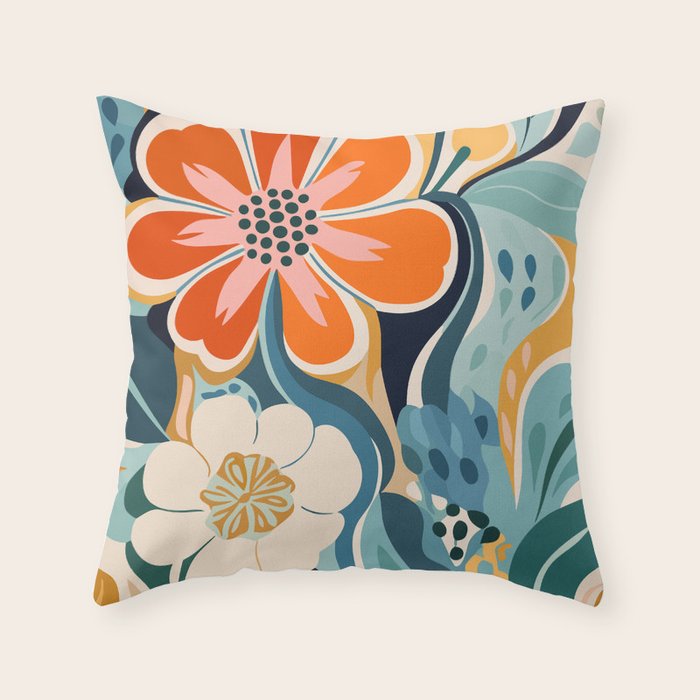 Austin Flower Market Print Throw Pillow Gallery Image 1