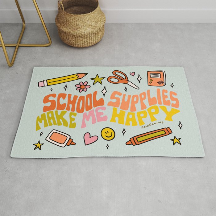 School Supplies Make Me Happy Rug Gallery Image 1