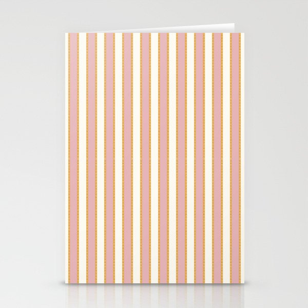 Pastel Pink And Gold Braid Cabana Stripes On Off-White Cream Vintage Aesthetic Stationery Card Gallery Image 1