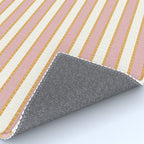 Pastel Pink And Gold Braid Cabana Stripes On Off-White Cream Vintage Aesthetic Rug Gallery Image 4
