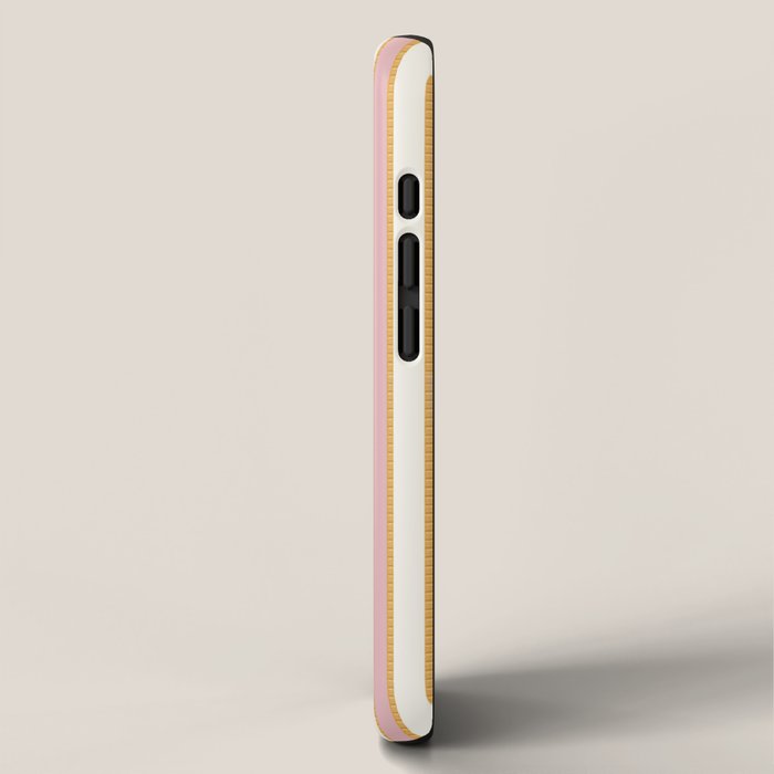 Pastel Pink And Gold Braid Cabana Stripes On Off-White Cream Vintage Aesthetic iPhone Case Gallery Image 2