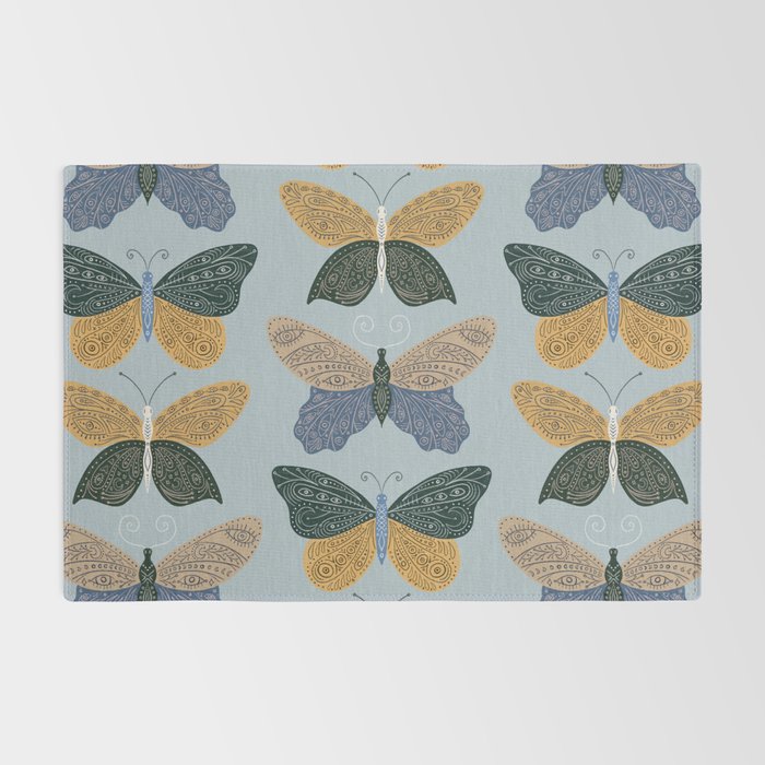 Tattooed Butterflies - Blue & Yellow Rug Gallery Image 2