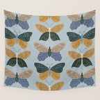 Tattooed Butterflies - Blue & Yellow Wall Tapestry Gallery Image 4