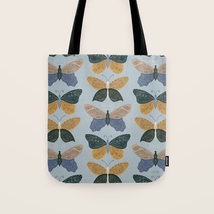 Tattooed Butterflies - Blue & Yellow Tote Bag Gallery Image 1