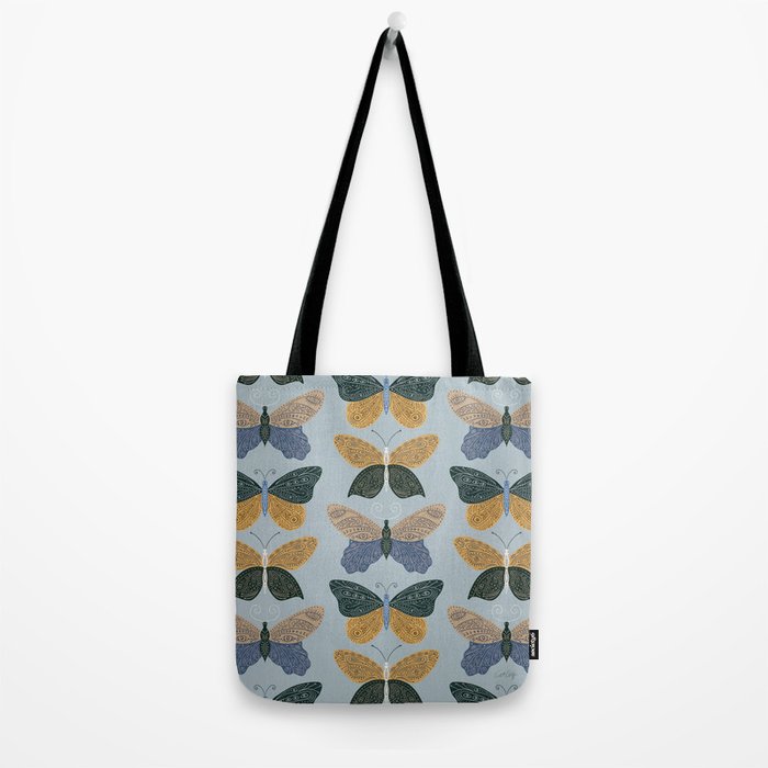 Tattooed Butterflies - Blue & Yellow Tote Bag Gallery Image 2