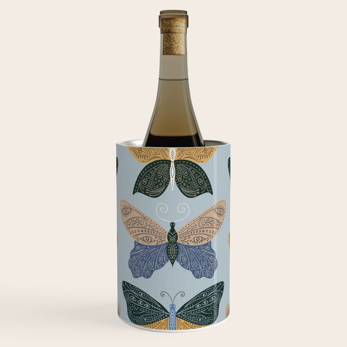 Tattooed Butterflies - Blue & Yellow Wine Chiller Gallery Image 1