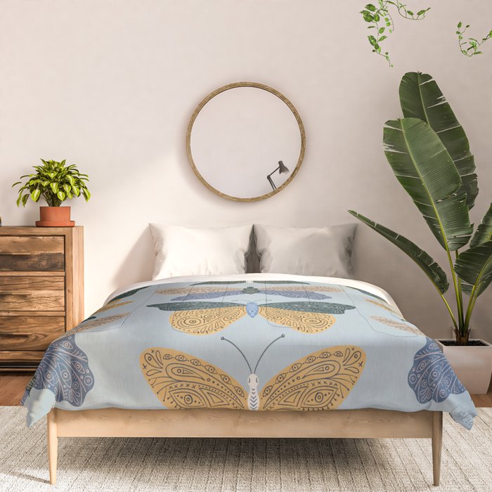 Tattooed Butterflies - Blue & Yellow Comforter Gallery Image 3