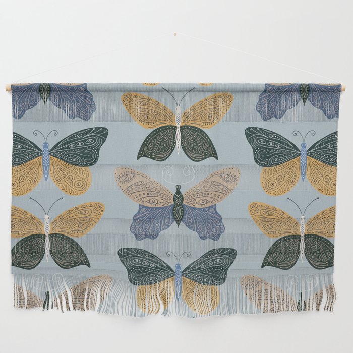 Tattooed Butterflies - Blue & Yellow Wall Hanging Gallery Image 1