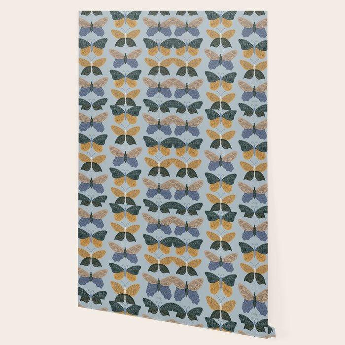 Tattooed Butterflies - Blue & Yellow Wallpaper Gallery Image 2