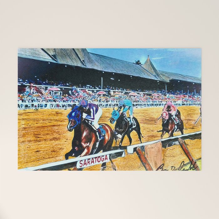 TRIFECTA - Saratoga Springs - Original Art- Horse Racing Welcome Mat Gallery Image 1