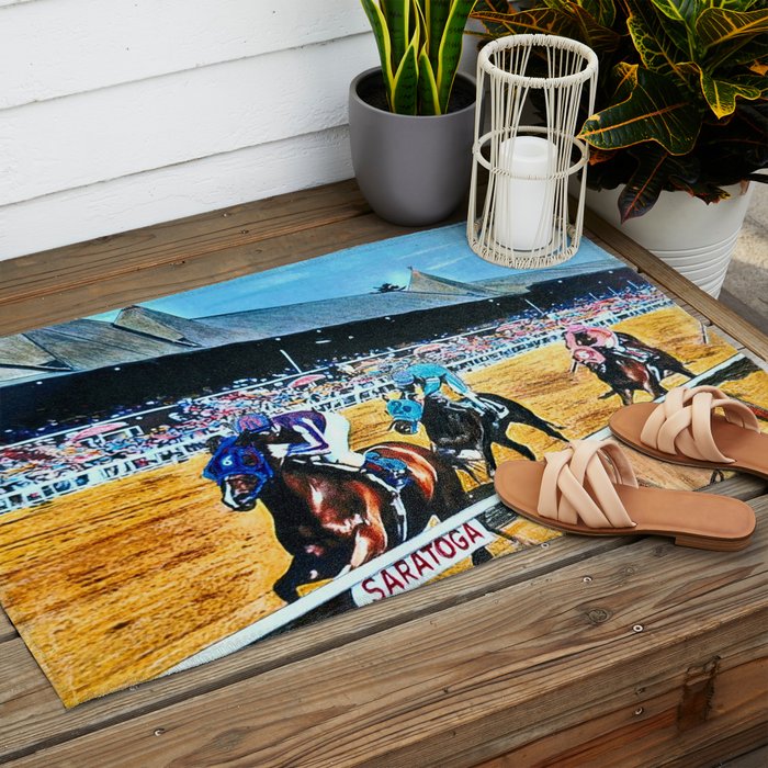 TRIFECTA - Saratoga Springs - Original Art- Horse Racing Outdoor Rug Gallery Image 2