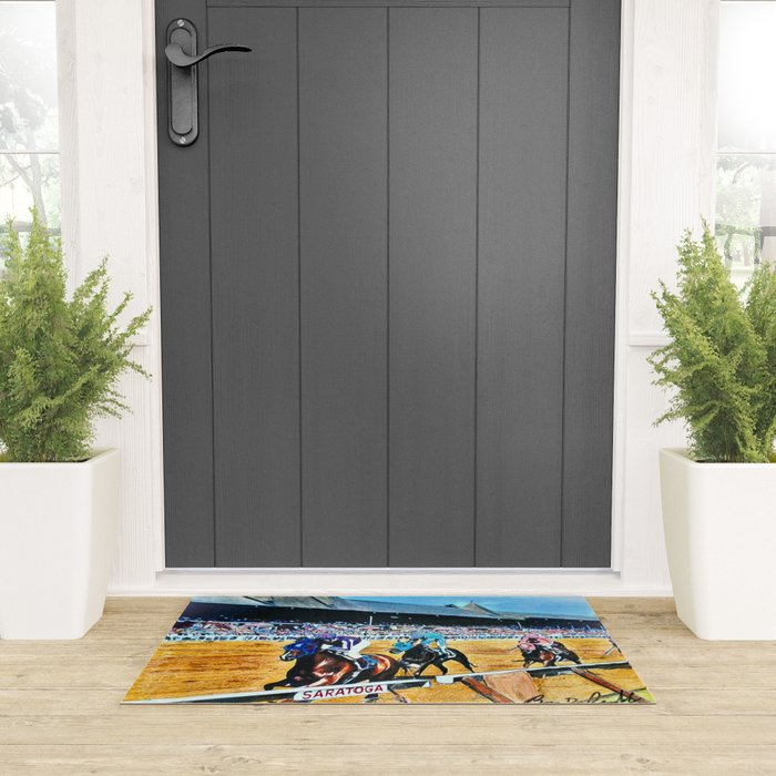 TRIFECTA - Saratoga Springs - Original Art- Horse Racing Welcome Mat Gallery Image 3