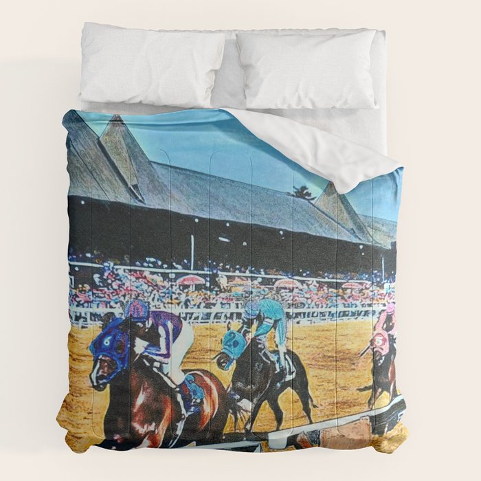 TRIFECTA - Saratoga Springs - Original Art- Horse Racing Comforter