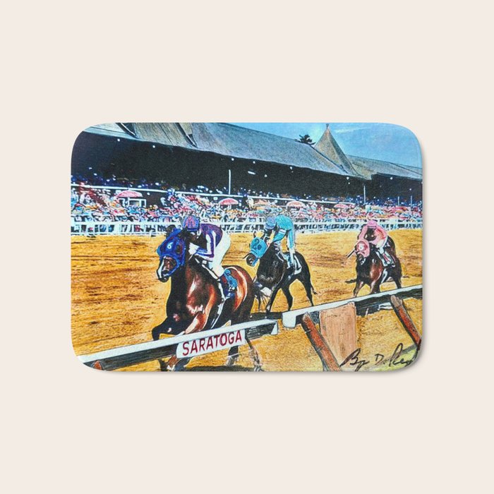 TRIFECTA - Saratoga Springs - Original Art- Horse Racing Bath Mat Gallery Image 1