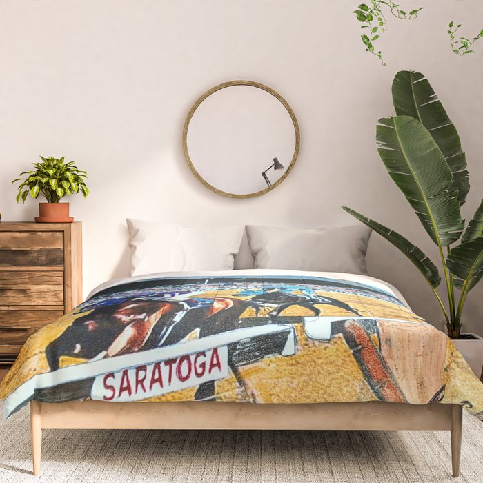 TRIFECTA - Saratoga Springs - Original Art- Horse Racing Comforter Gallery Image 3