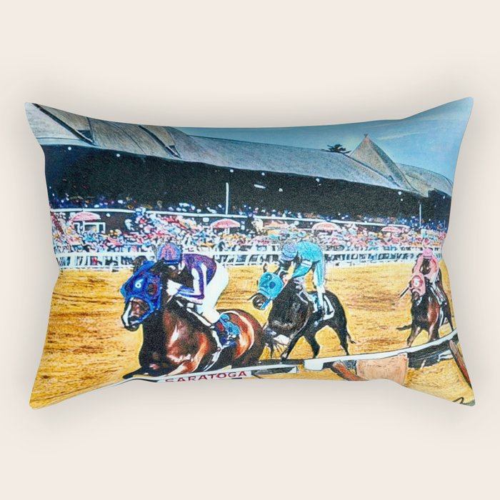 TRIFECTA - Saratoga Springs - Original Art- Horse Racing Rectangular Pillow Gallery Image 1
