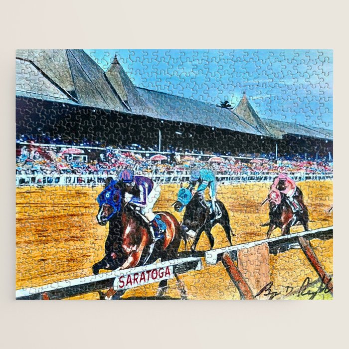 TRIFECTA - Saratoga Springs - Original Art- Horse Racing Jigsaw Puzzle Gallery Image 1