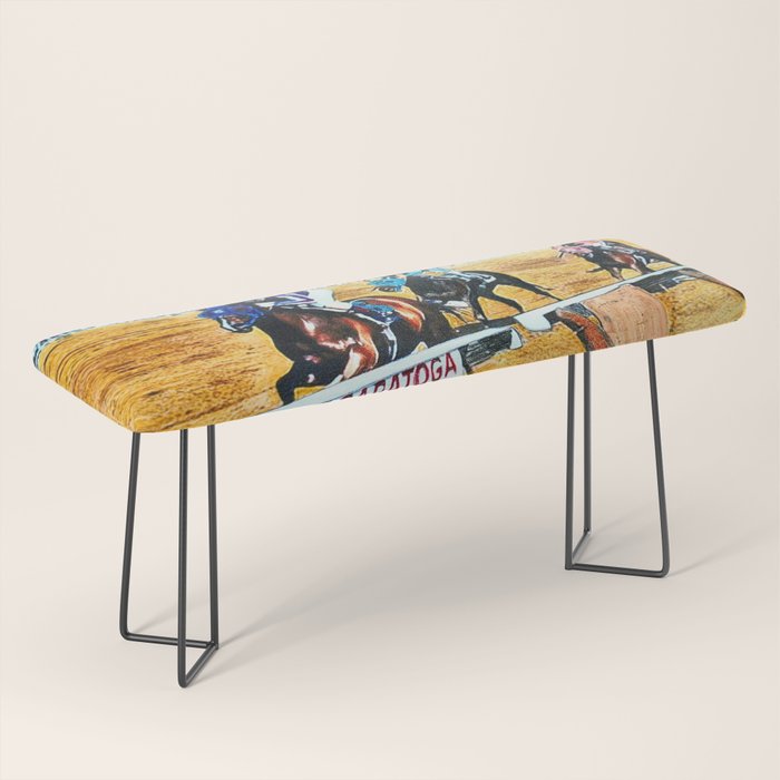 Trifecta - Saratoga Springs - Original Art- Horse Racing Bench