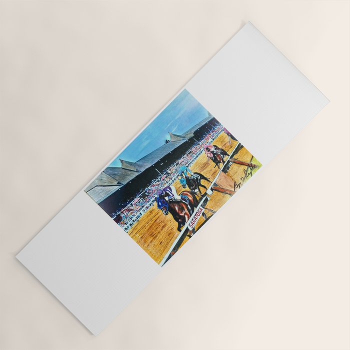TRIFECTA - Saratoga Springs - Original Art- Horse Racing Yoga Mat Gallery Image 1